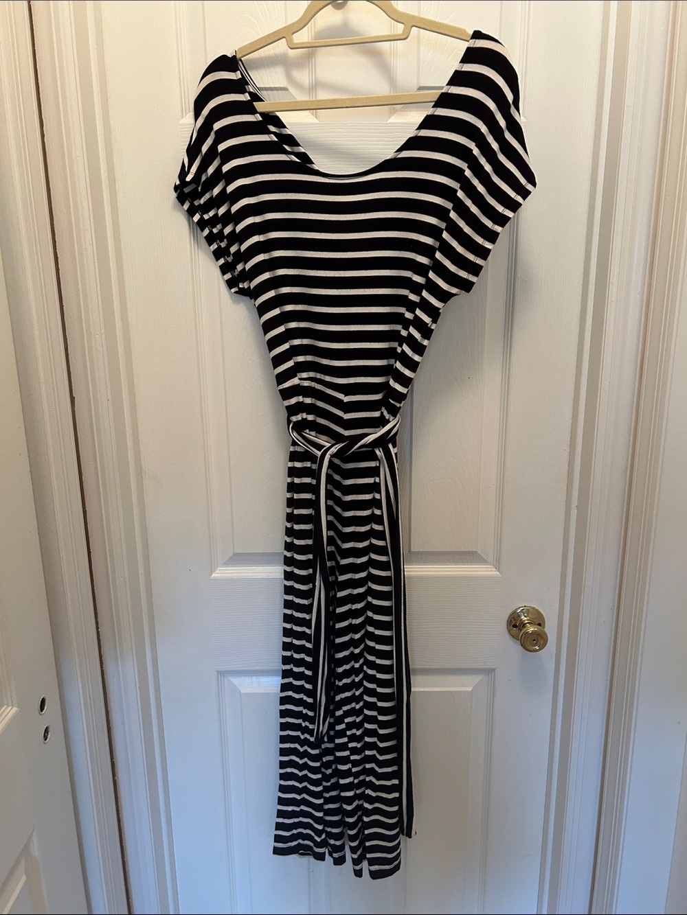 Black & White Striped Women’s Belted Romper